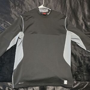 Nike Black and Light Gray Long Sleeve Dri-FIT Training Top